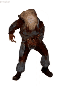 Zombie from Half Life with a headcrab slipped over its head
