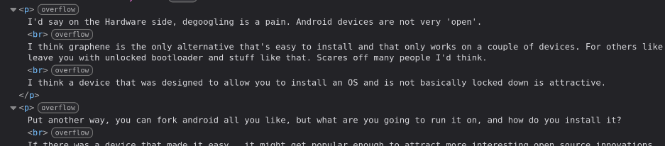 snip of html source of my comment