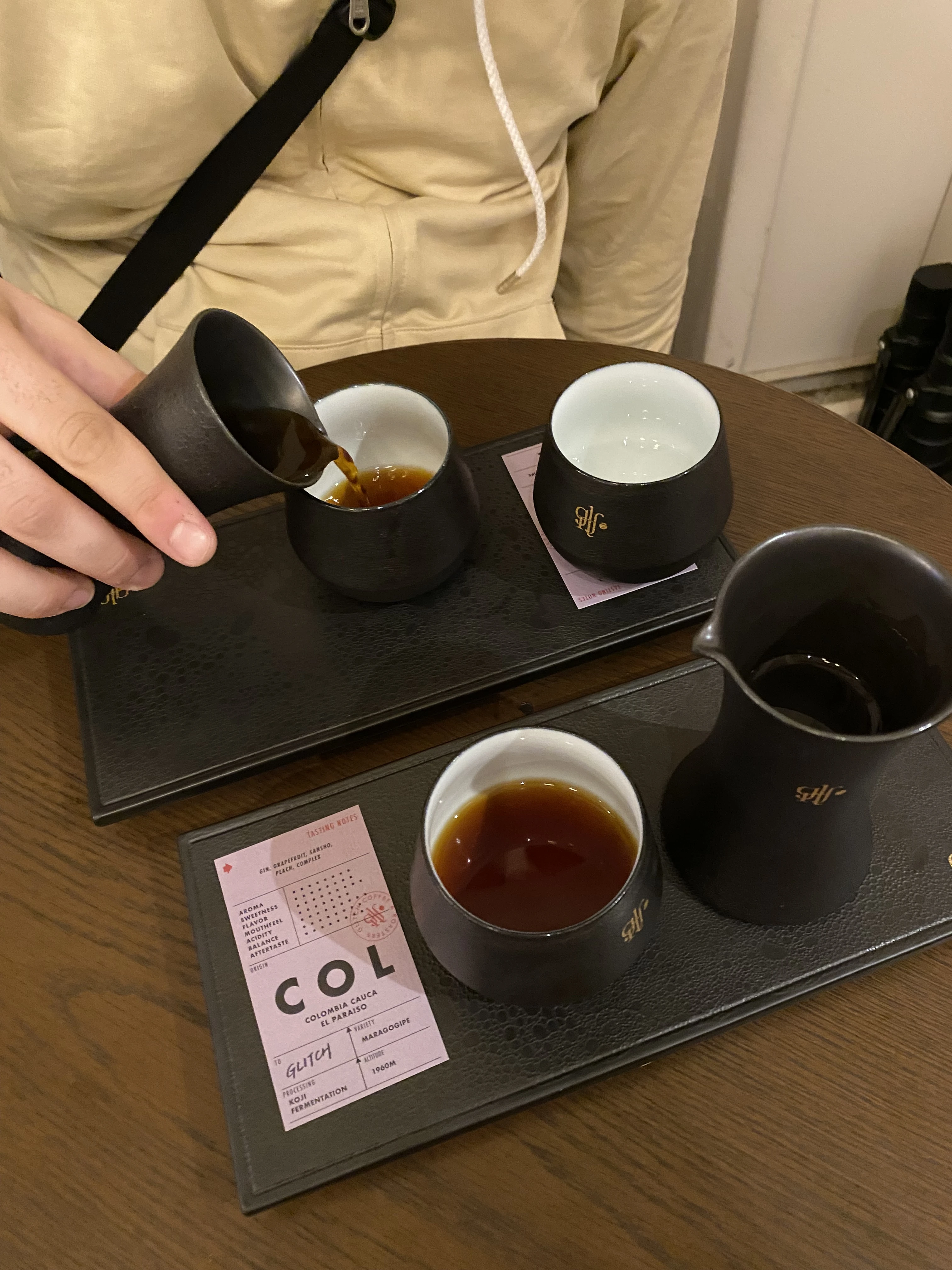 Puor over coffee served in nice ceramics cups