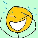 A crudely drawn yellow person laughing