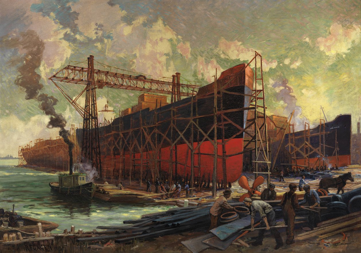 painting of a ship being made