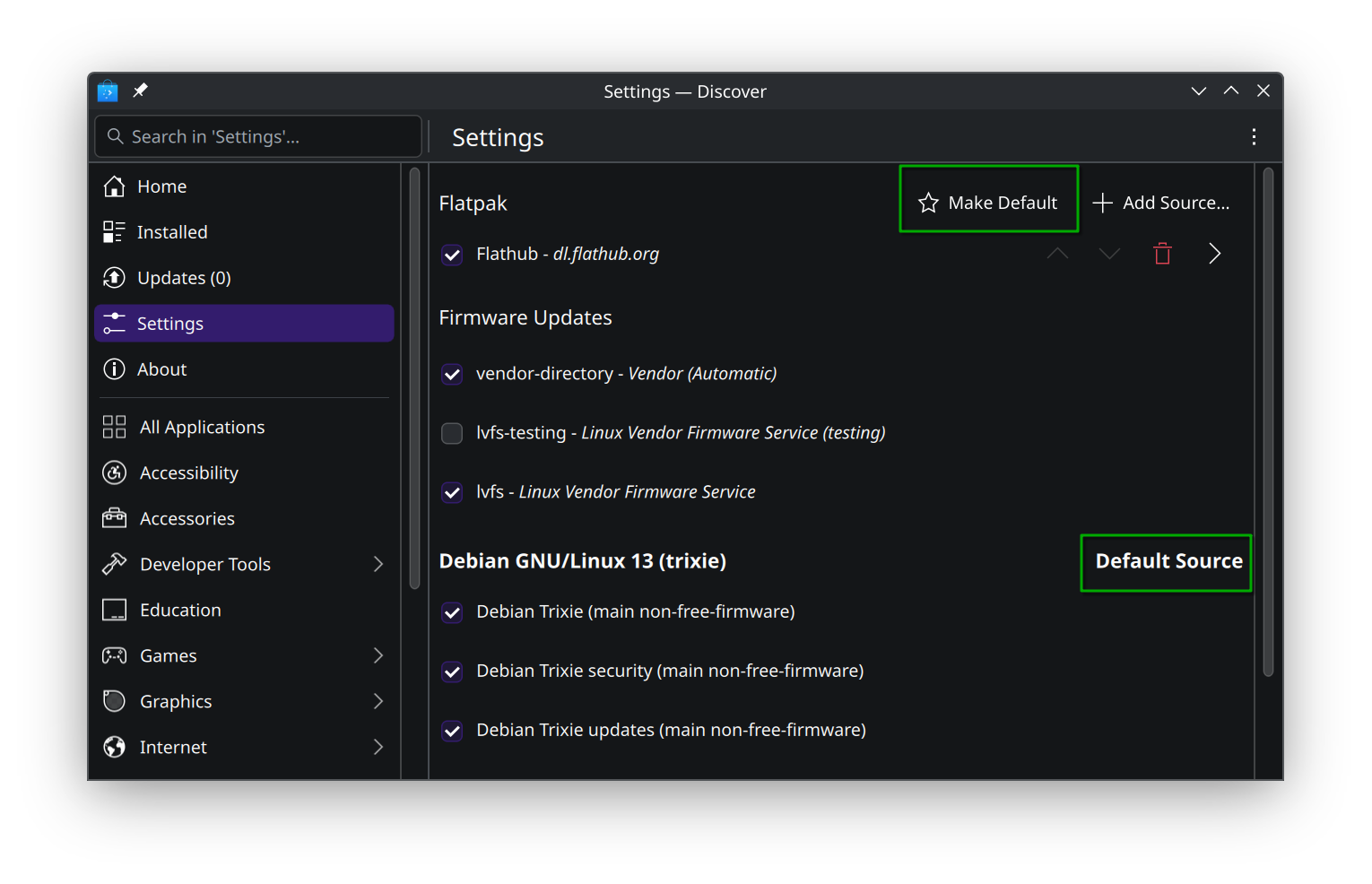 discover settings