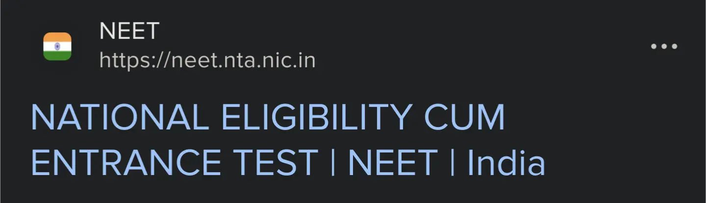 NATIONAL ELIGIBILITY CUM ENTRANCE TEST | NEET | India