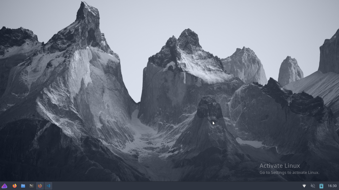 A screenshot of the EndeavourOS desktop with a text overlay in the bottom right corner saying "Activate Linux; Go to Settings to activate Linux"