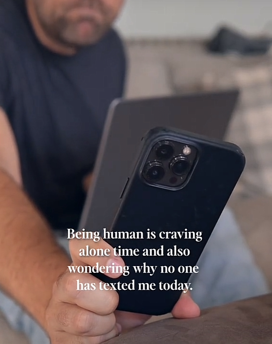 Being human is craving alone time and also wondering why no one has texted me today. (TikTok screenshot)