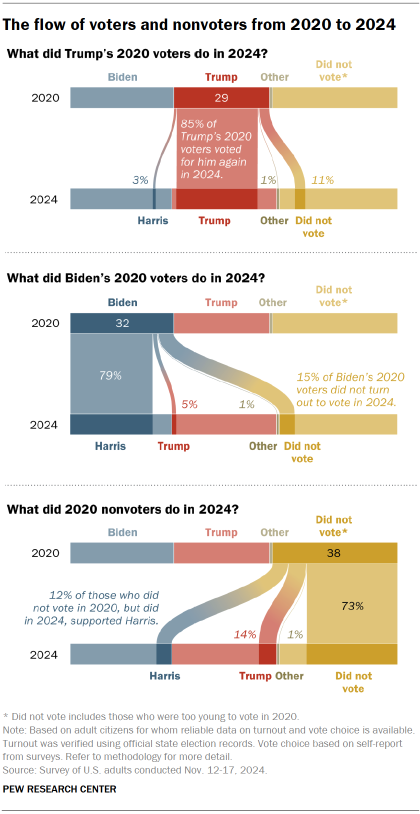 pew research graphs showing the alarming non-voter demographic in the US in 2024